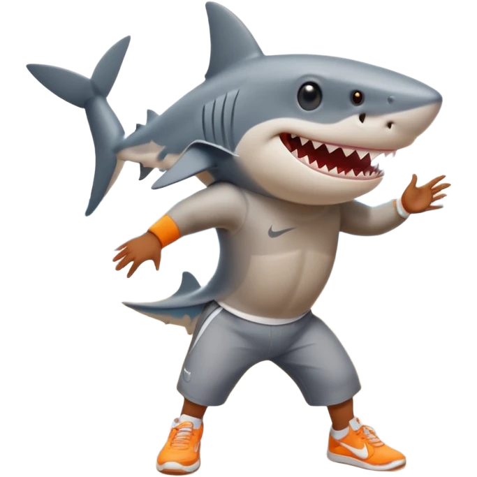 Shark with Nike shoes Dancing at a beach emoji