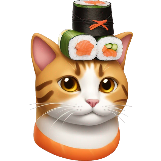 cat wearing sushi as a hat emoji