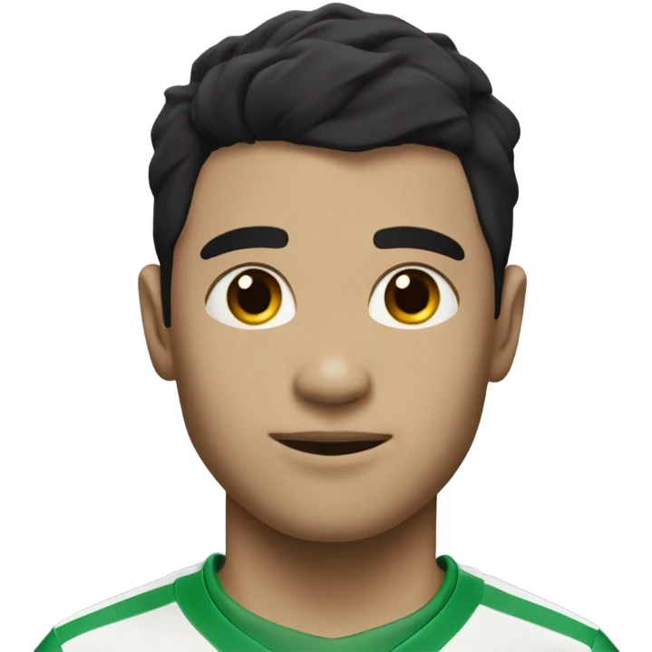 A soccer player with a green shirt with white skin color with black hair and a number 10 in his green shirt  emoji