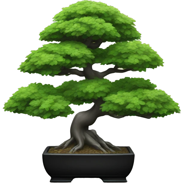 Bonsai tree in a black rectangular vase emoji