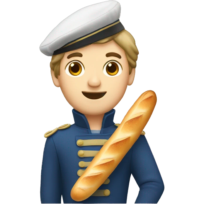 A French man with a baguette and marinière emoji
