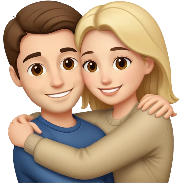 couple hug with warm smiles emoji