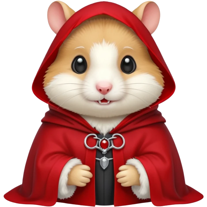 { "type": "object", "look": "hamster in red collar cloak", "description": "a vampire hamster wearing a red collar cloak" } emoji