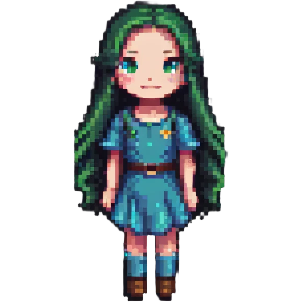 Girl character with long hair emoji