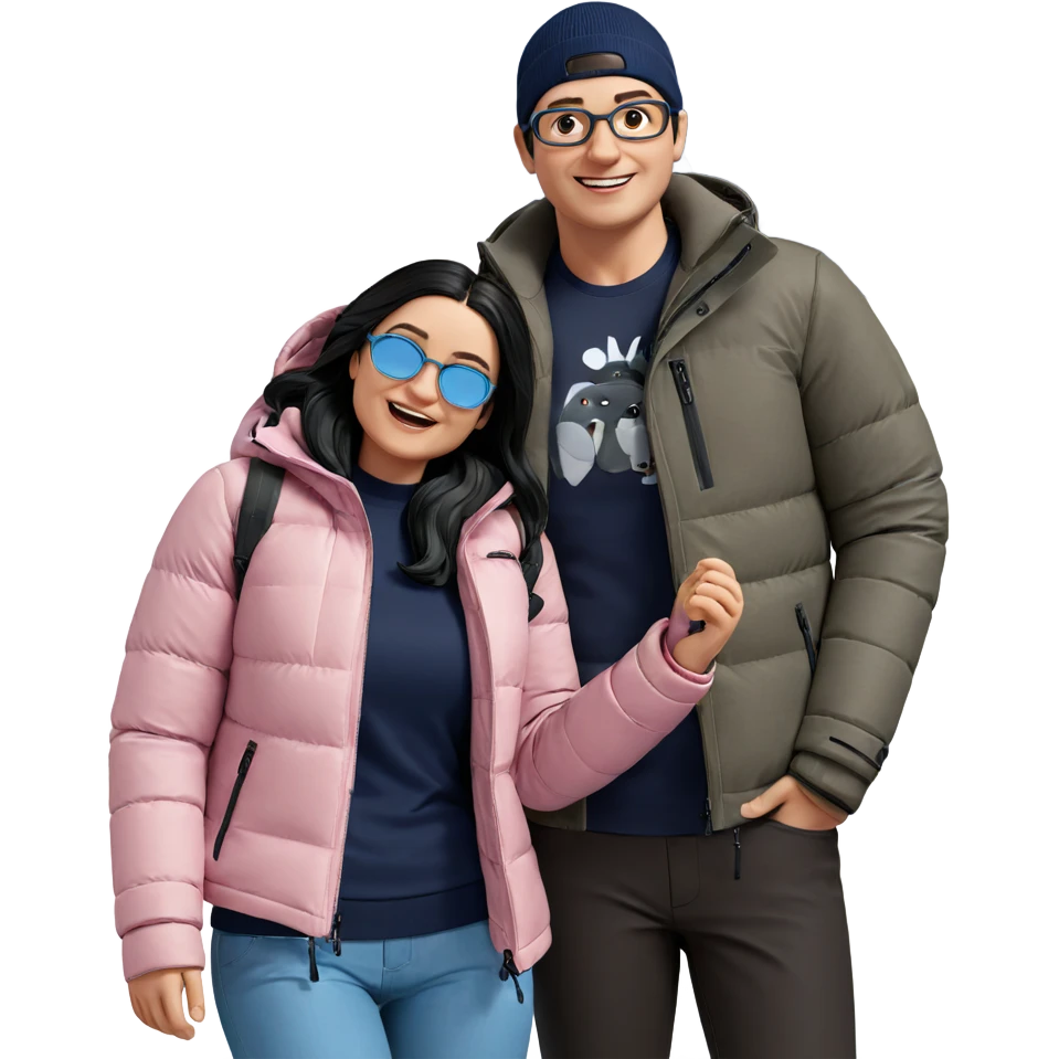 winter adventure couple outdoors emoji