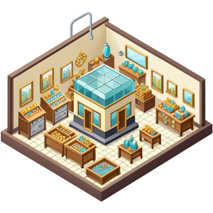 Isometric small jewelry factory emoji