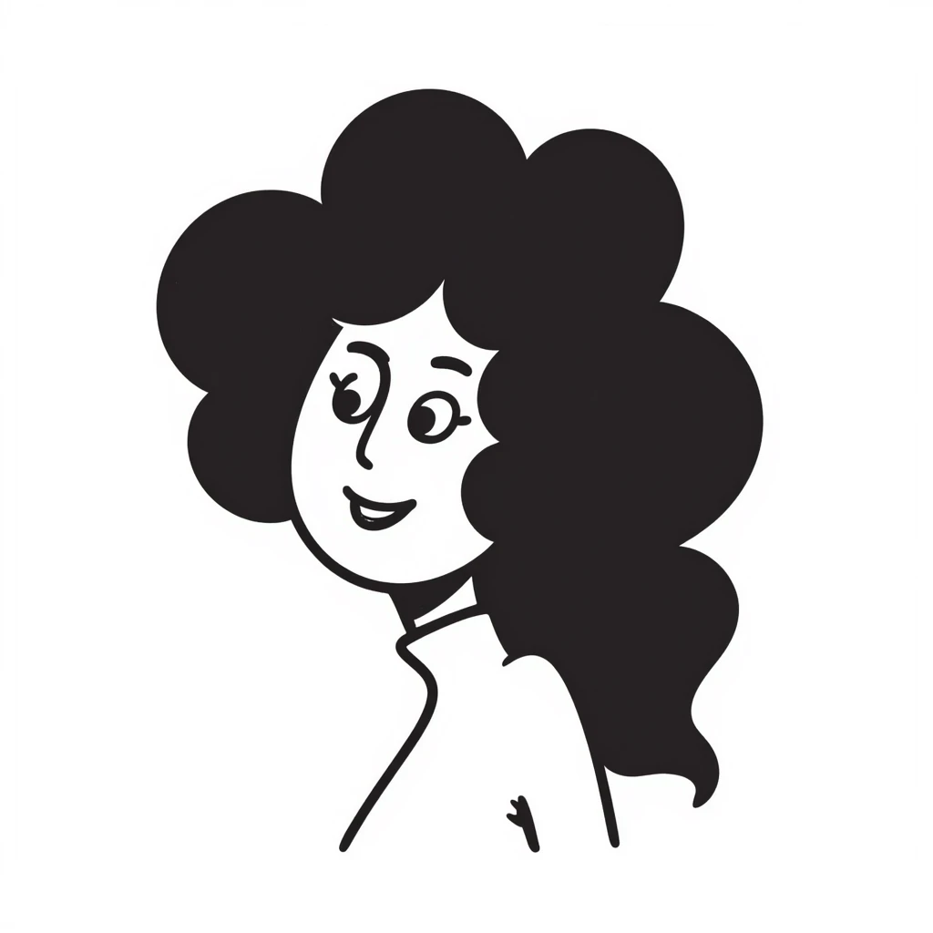Simple sketch of a woman with flowing hair emoji