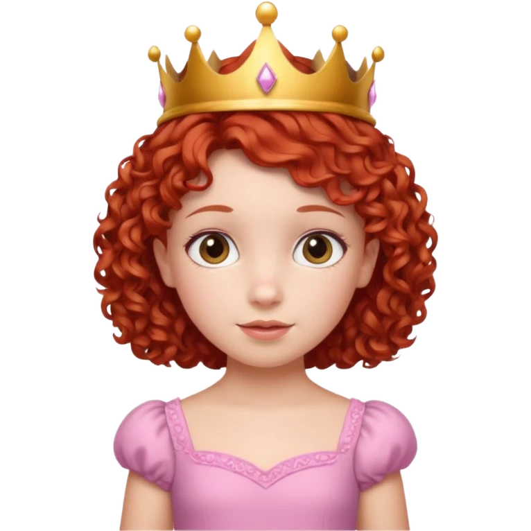 girl kid, Princess with short curly red hair, small crown emoji