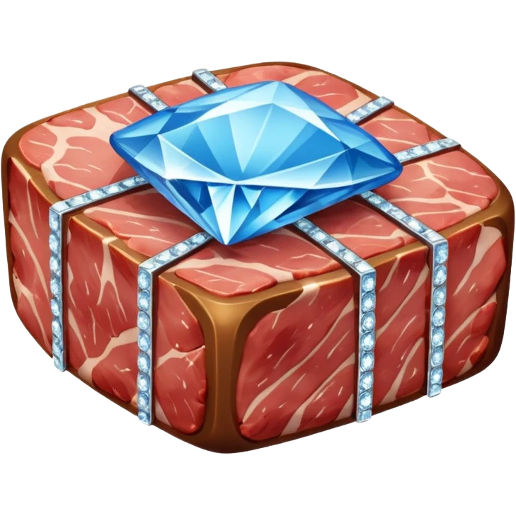 Meat with diamond textur and blue color emoji