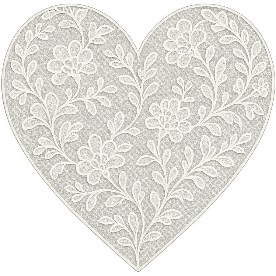 digital illustration of a heart with a delicate lace overlay, no background emoji