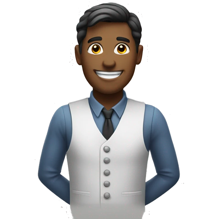 a man waiter with a smile emoji