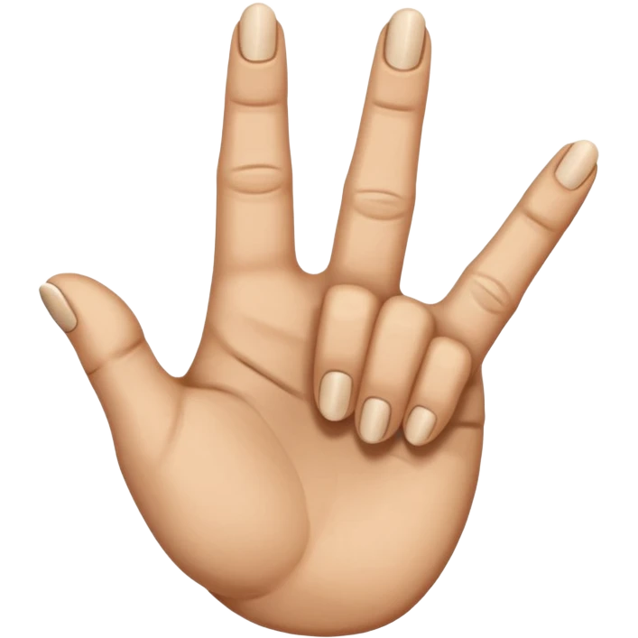 hand with rock symbol with the middle and index finger crossing over, middle behind index emoji