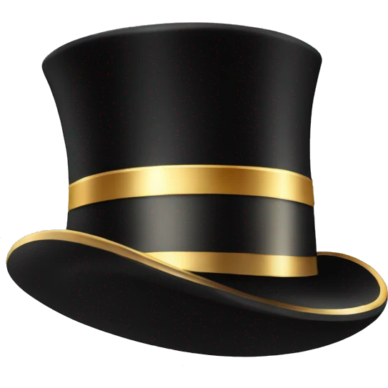 Isolated black top hat with shiny gold band emoji