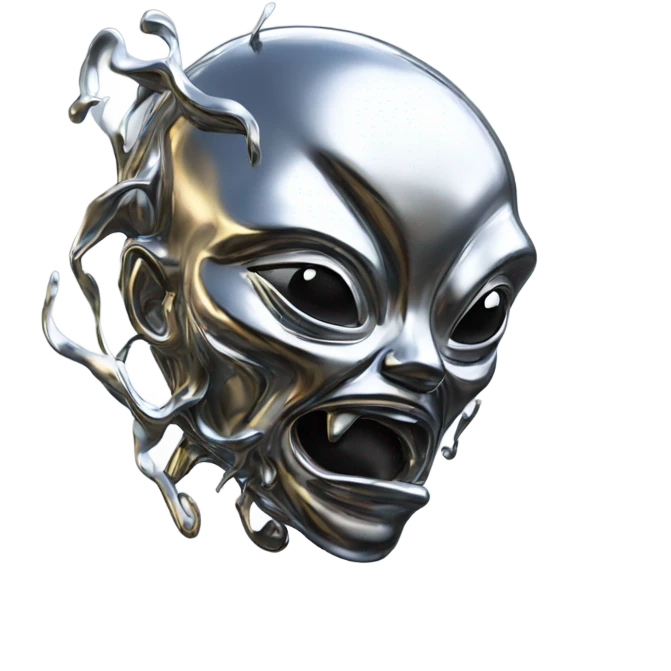 Abstract creature made of liquid chrome emoji