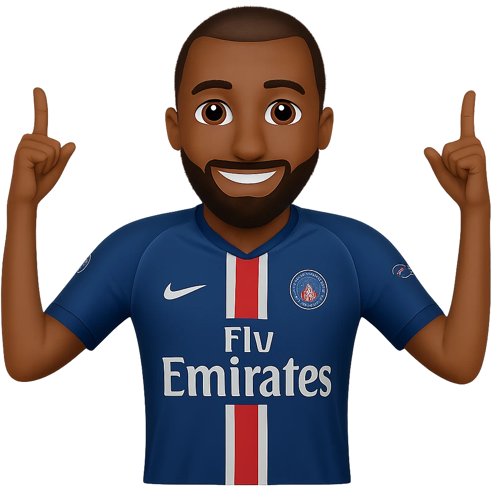 Add a beard to Matuidi while keeping the PSG jersey, in emoji style. Remove the background. emoji