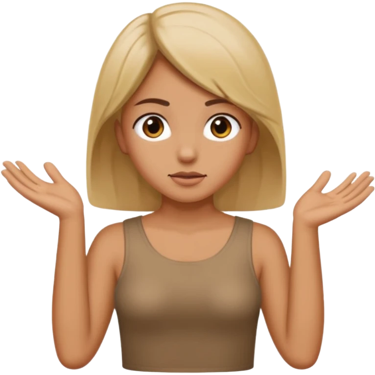 A girl shrugging his shoulders with a 6 above his left hand and a 7 above his right hand. emoji