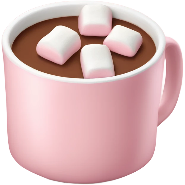 Light Pink mug of hot chocolate with marshmallows  emoji
