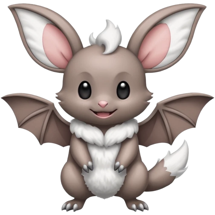 Minccino-Swoobat-hybrid-fusion, full body emoji