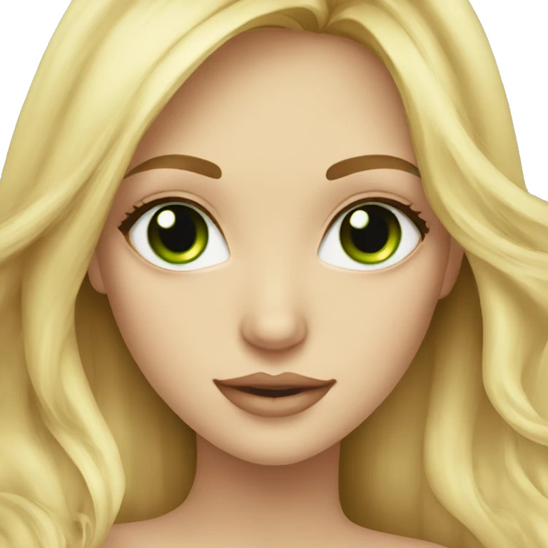 blonde girls with long hair ombré blond, green eyes,  emoji