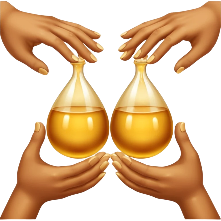 Golden liquid around the enjoying hands emoji