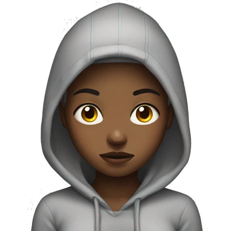 Black girl wearing a hoodie annoyed emoji