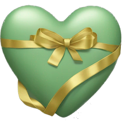 Sage green heart with gold ribbon  emoji