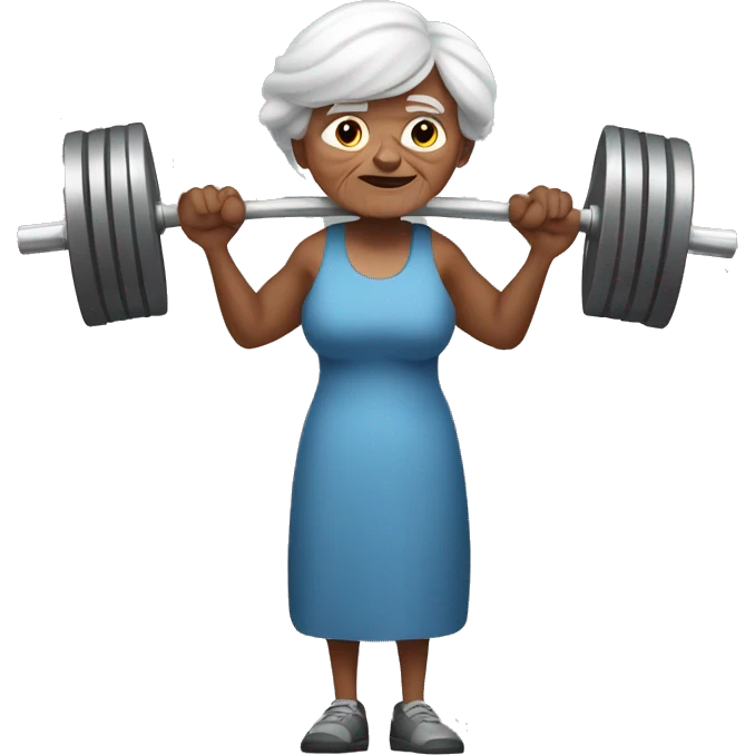 old woman lifting heavy weights with one arm emoji