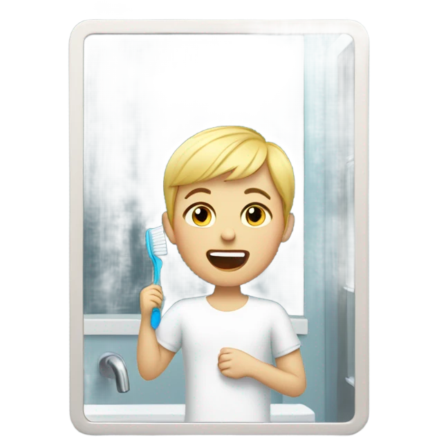 blonde short cut brushing teeth emoji