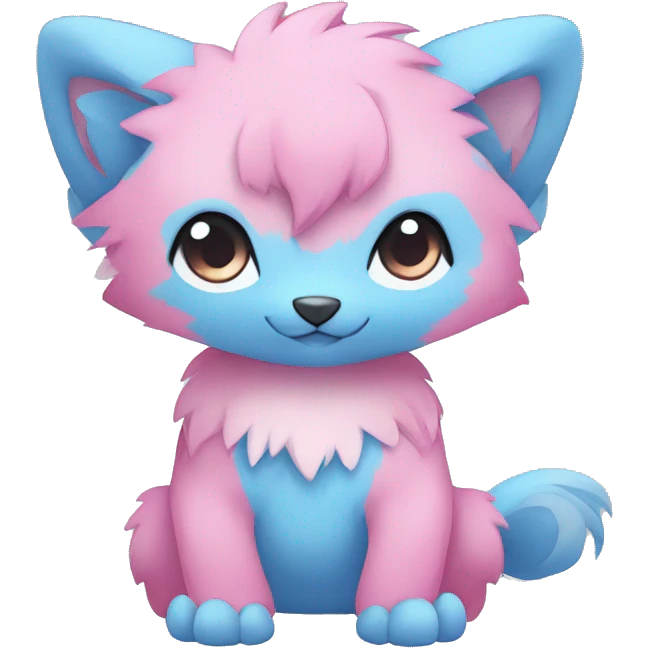 Cute cool blue pink animal hybrid Fakemon full body emoji