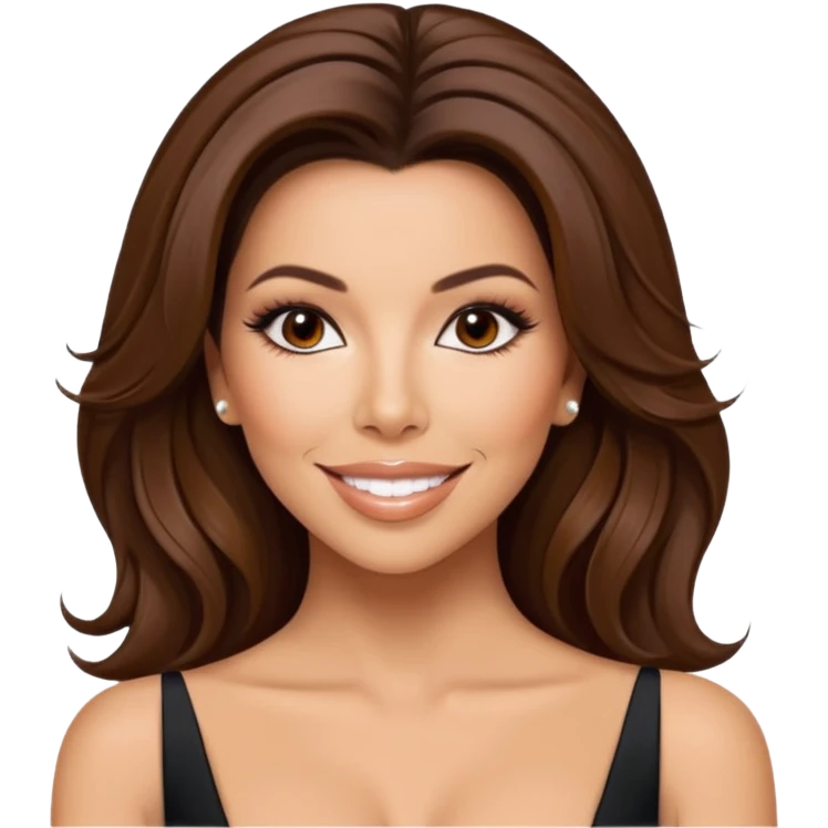 Eva Longoria inspired emoji, glamorous makeup, confident smile, L'Oréal style, elegant hair, beauty icon emoji