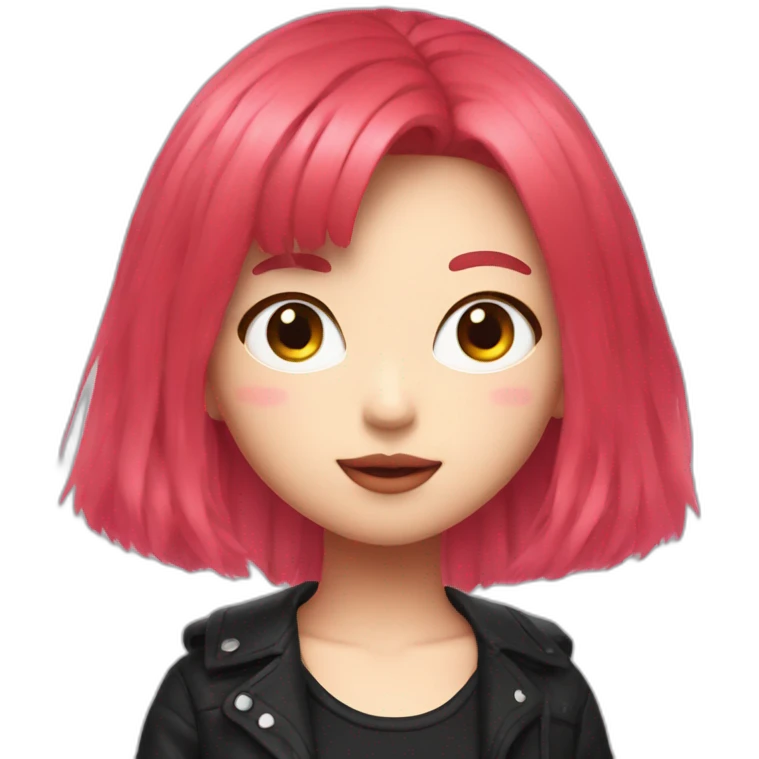 Lisa from BlackPink with neon red hair emoji
