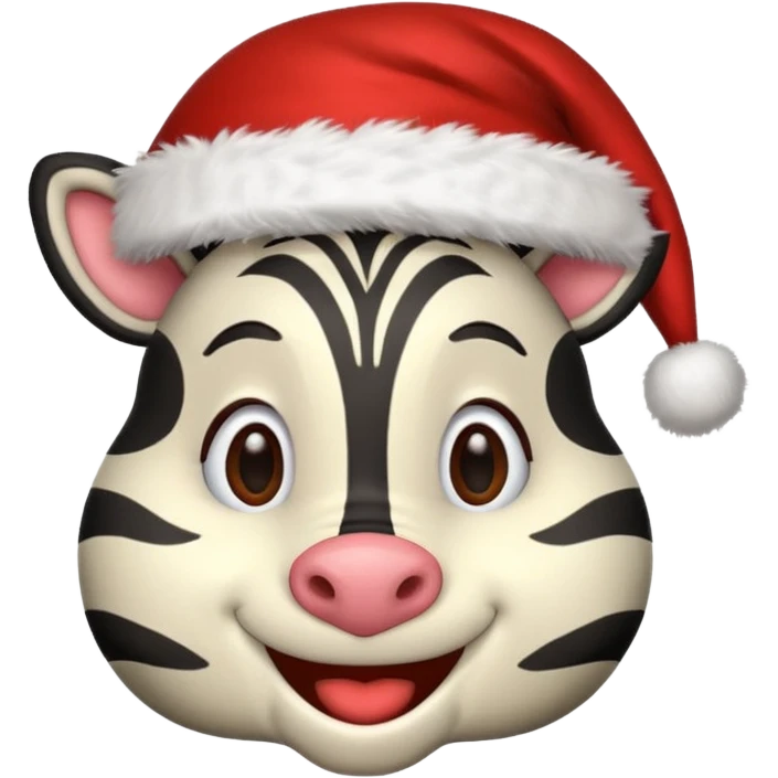 zebra wearing red hat of santa claus emoji