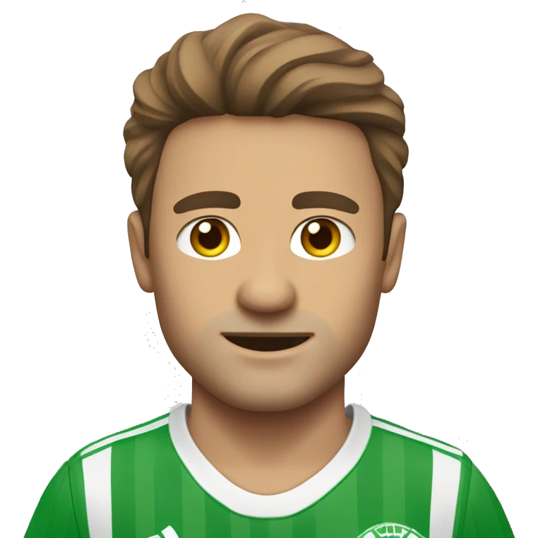 Fußballspieler mit braunen Haare, großen Ohren, einem Bart und hasenzähnen  emoji
