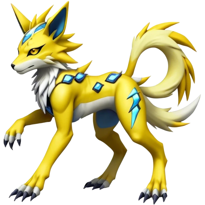  Cool Edgy Shiny Futuristic Ethereal Legendary Zeraora-Digimon-Lombax-Renamon--hybrid full body emoji