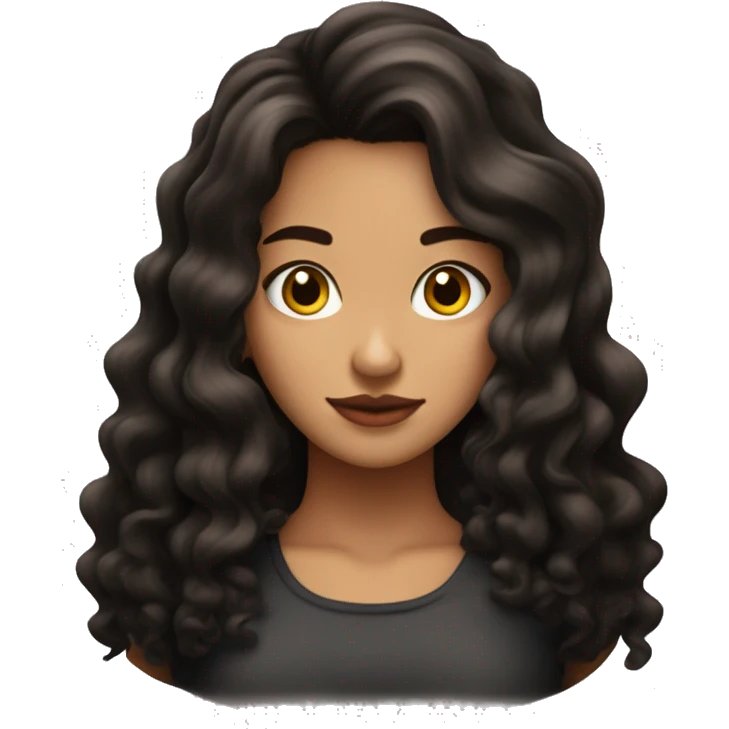 Chica morena clara con cabello rizado color negro con destellos marrones durmiendo  emoji