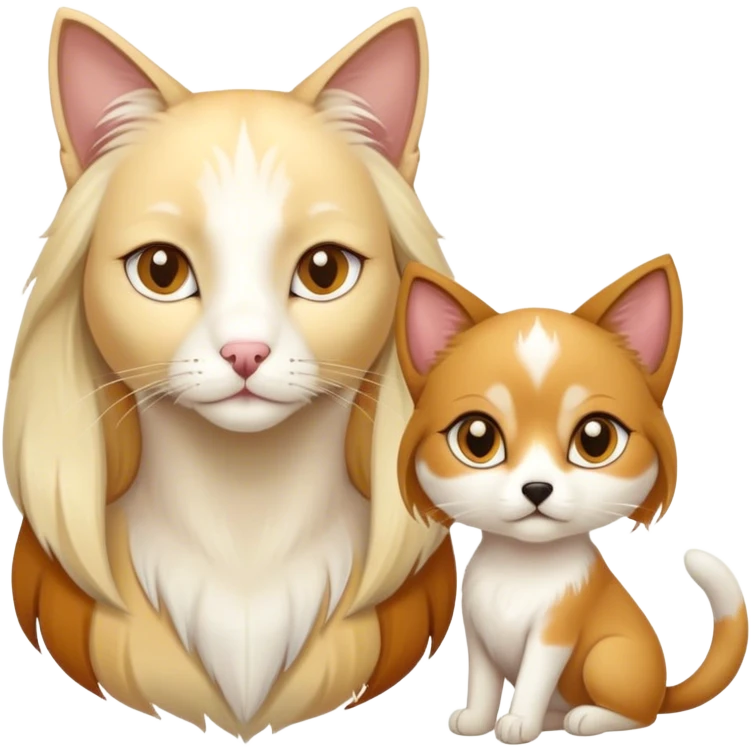 two cats(one is white, one is triple color) with a dog(golden sable color saluki) emoji