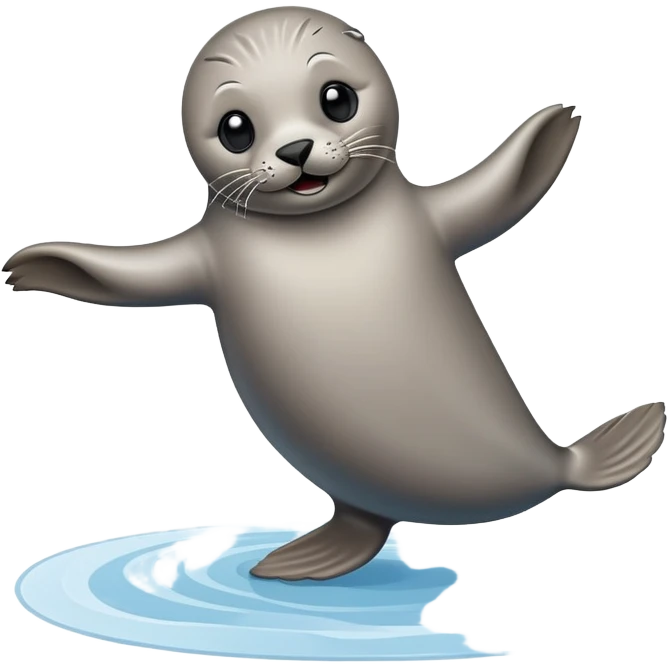 A seal grooves to the beat, dancing joyfully on the ice with flips and twirls! emoji