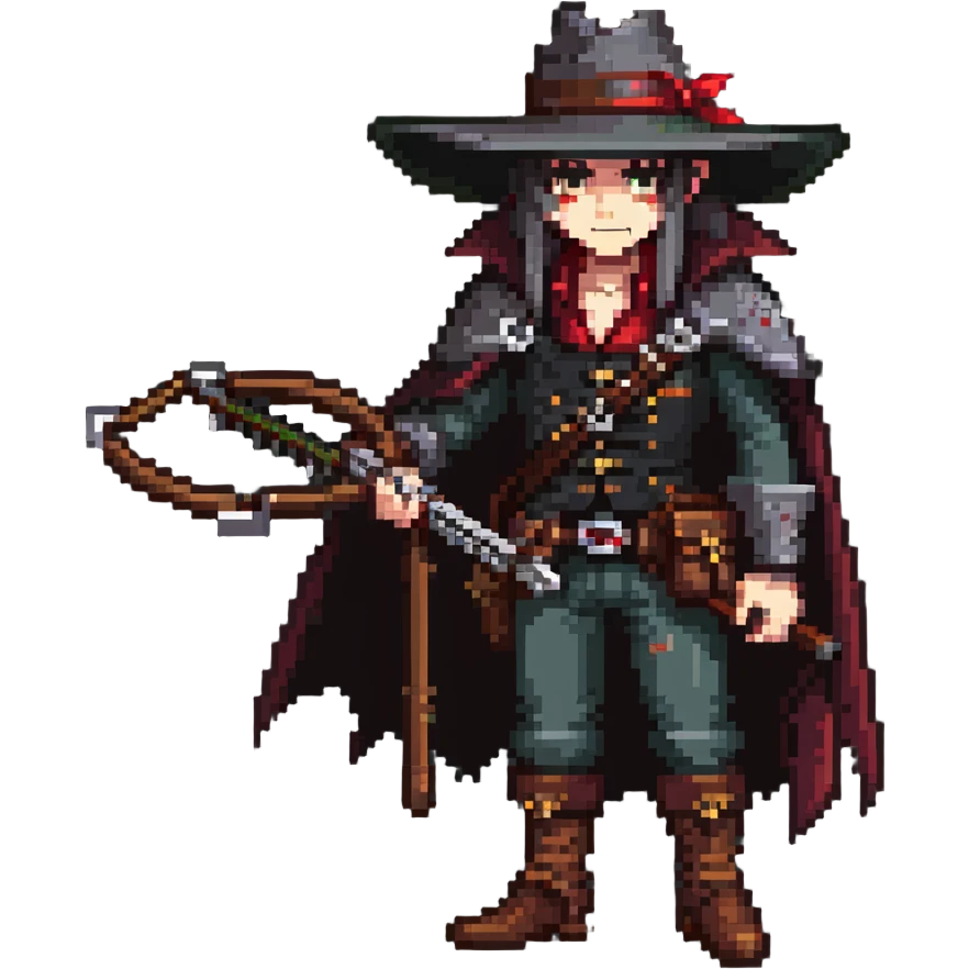 Vampire hunter with crossbow and wide-brimmed hat emoji