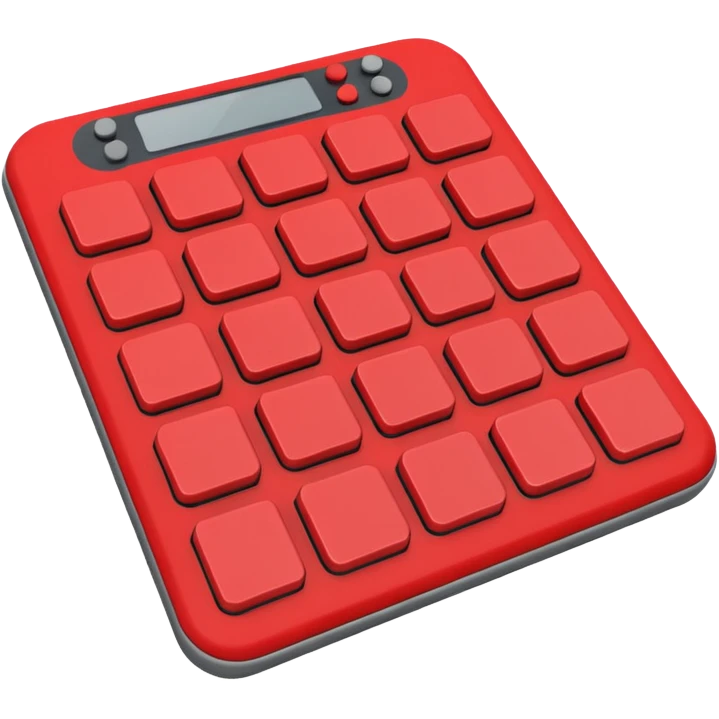Create a clean, simple emoji of a digital percussion octapad. Flat design, rounded shapes, red and gray colors, minimal details, white background. emoji