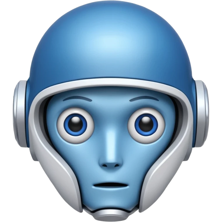 tête de robot cosmonaute bleu et blanc avec des yeux plié bleu style cartoon emoji