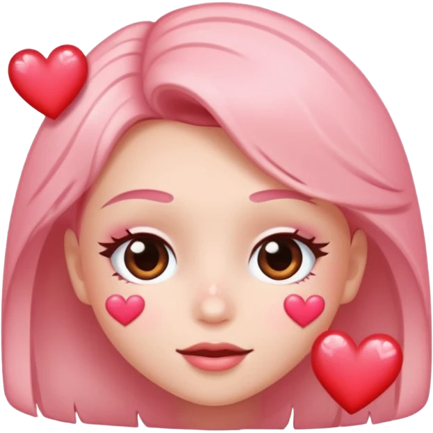 Blushing face with sparkly hearts  emoji