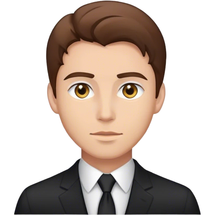 Groom brown hair, grey eye color, black suite  emoji