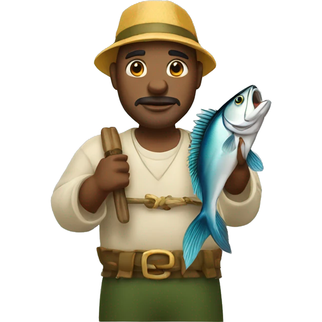king fisherman with fish in hands emoji