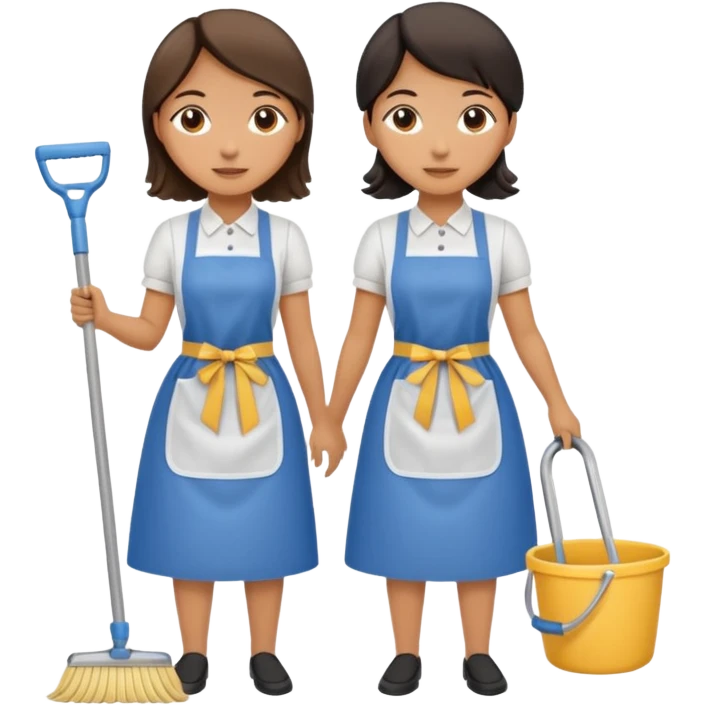 two maids are holding the mop emoji