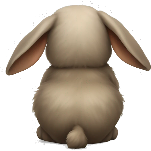Realistic back of a bunny with tail. emoji