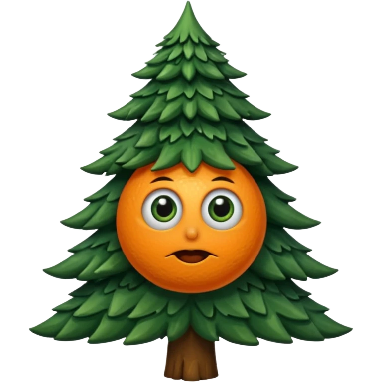 sapin avec deux gros yeux orange, pas de bouche emoji