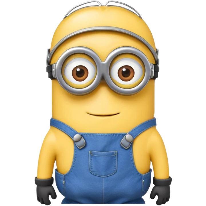 yellow minion with one eye, goggles, blue overalls emoji