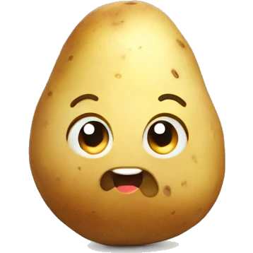 Potato with shy cute face emoji