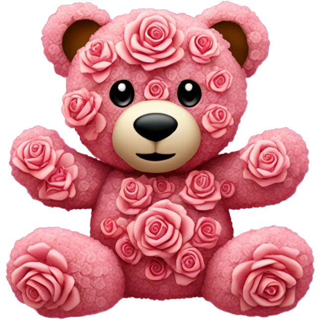 Valentine’s cute teddy bear made of little roses  emoji