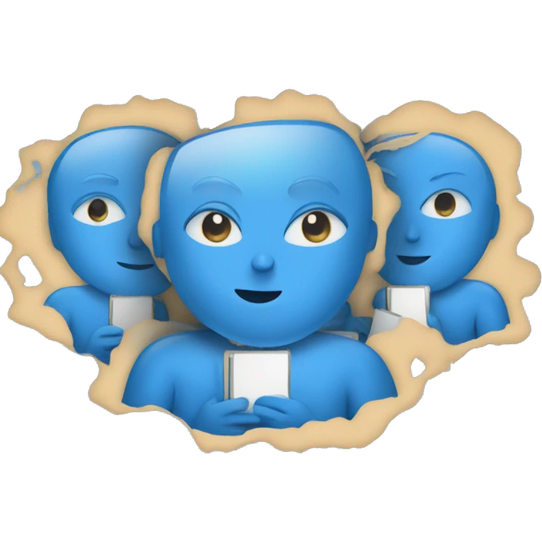 Teamwork with laptops in blue color emoji